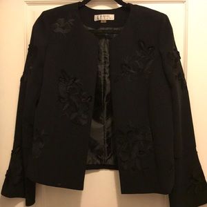 Tahari ASL embroidered bell sleeve jacket